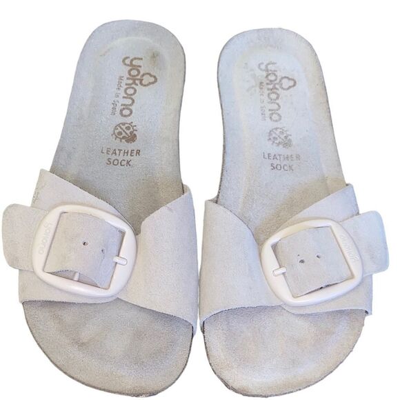 Yokono cream suede leather Sandal with single adj strap buckle size 9 - Picture 1 of 14